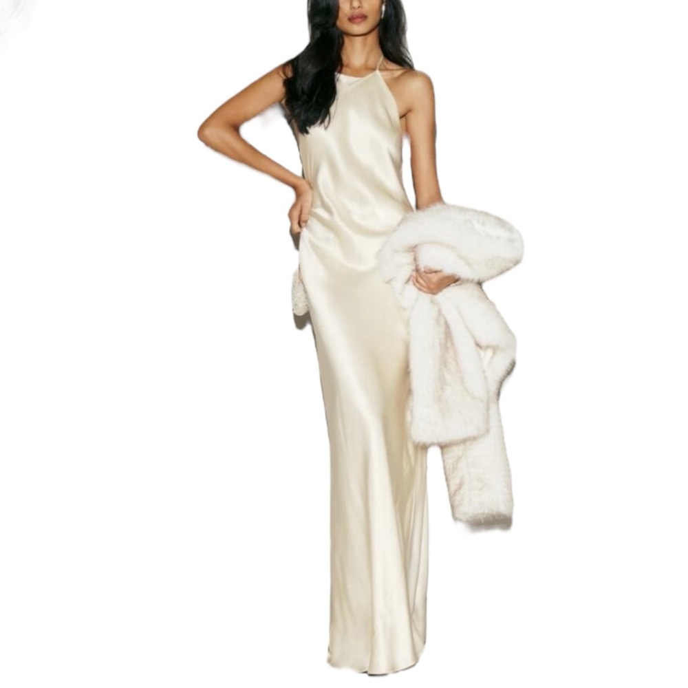NWT REFORMATION Jeany‎ Silk Maxi Dress in Fior Di Latte. Size Medium - Picture 2 of 13